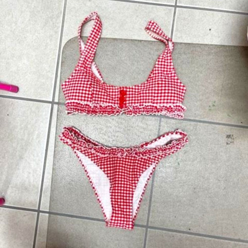 Red Gingham Bikini two Piece Swim